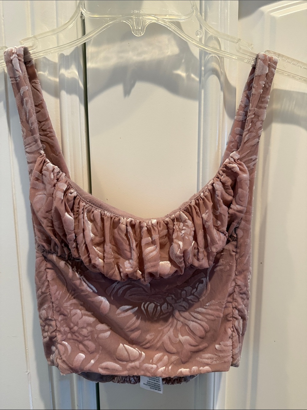 Urban Outfitters Dusty Mauve Velvet Floral Cropped Cami